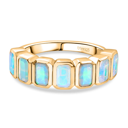 D'Joy AA Natürlicher, äthiopischer Welo Opal Ring 925 Silber Gelbes Gold (Größe 21.00) ca. 1,58 ct