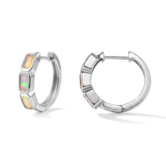 D'Joy AA Natürlicher, äthiopischer Welo Opal Ohrringe 925 Silber platiniert ca. 1.34 ct