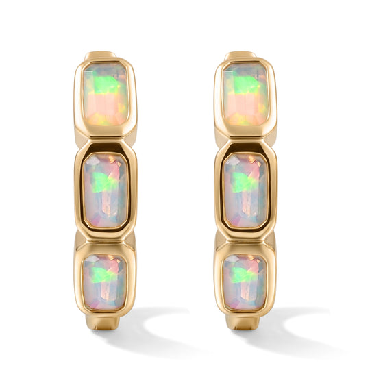D'Joy AA Natürlicher, äthiopischer Welo Opal Ohrringe 925 Silber platiniert ca. 1.34 ct