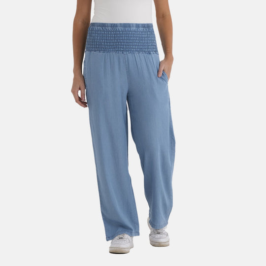 La Marey Elastic wide leg Denim trouser, Marineblau