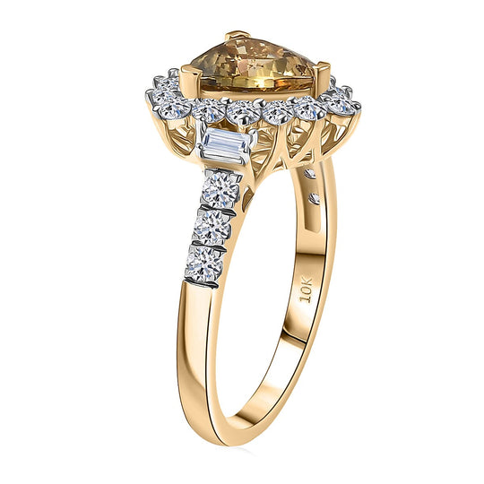 Luxuriant - AAA Natürlicher goldener Tansanit, Lab Grown Diamant AGI zertifiziert Ring 417 Gold (Größe 18.00) ca. 2.85 ct