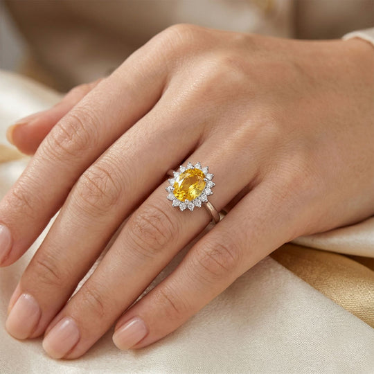 Gelber Zirkonia, Weißer Zirkonia Ring Nickelfreies Messing (Größe 21.00)