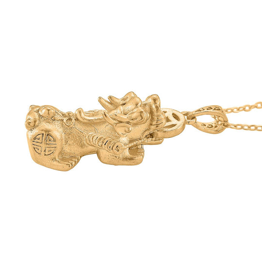 GOLD-LOOKS - Pixiu Nickelfreies Messing Halskette ca. 50 cm + 5 cm Extender, ca. 20,00g