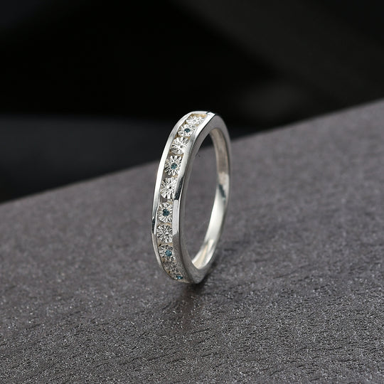 Blauer Diamant Ring 925 Silber (Größe 18.00)