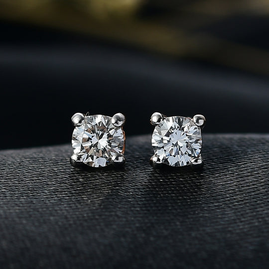 LUXURIANT DIAMOND - Lab Grown Diamant SI-GH SGL zertifiziert Ohrringe 925 Silber 750 Gelbgold Vermeil ca. 0.50 ct