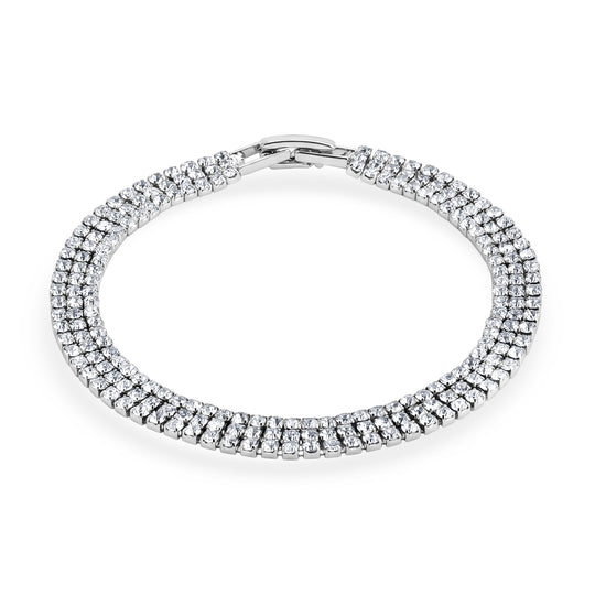 Weißer Zirkonia Armband ca. 19 cm Nickelfreies Messing