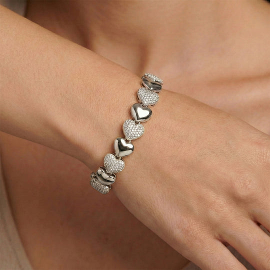 Weißer Zirkonia Armband ca. 18 cm +3.5 cm Extender, Nickelfreies Messing