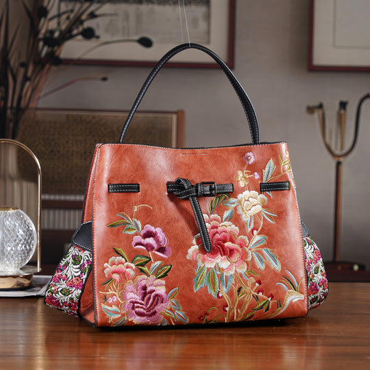 Florale Kunstprint Crossbody-Tasche mit Komfort-Schulterriemen, 30 x 13 x 23 cm, Rosa