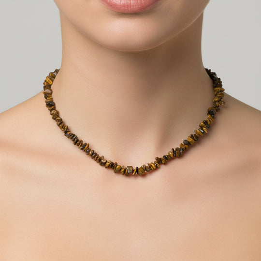 Tigerauge Halskette ca. 50 cm 316L Edelstahl ca. 196.70 ct