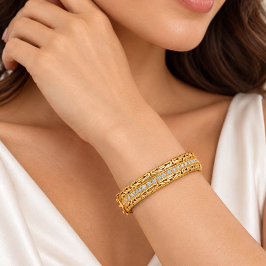 LUXURIANT DIAMOND - Lab Grown Diamant SI-GH Armreif ca. 19 cm 925 Silber 916 Gelbgold Vermeil ca. 2,50 ct.