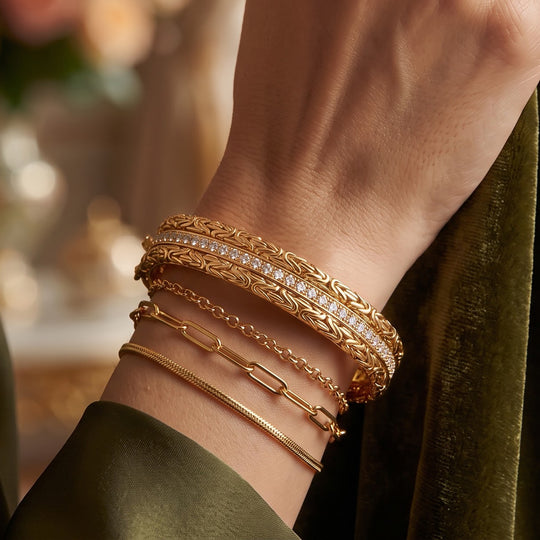 LUXURIANT DIAMOND - Lab Grown Diamant SI-GH Armreif ca. 19 cm 925 Silber 916 Gelbgold Vermeil ca. 2,50 ct.