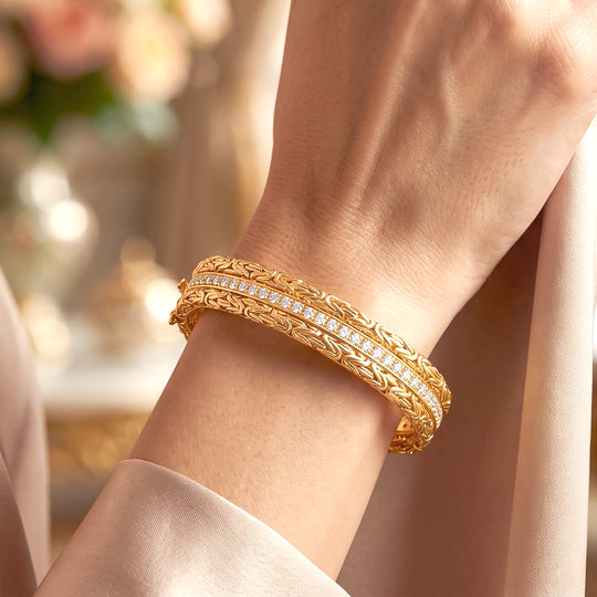 LUXURIANT DIAMOND - Lab Grown Diamant SI-GH Armreif ca. 19 cm 925 Silber 916 Gelbgold Vermeil ca. 2,50 ct.