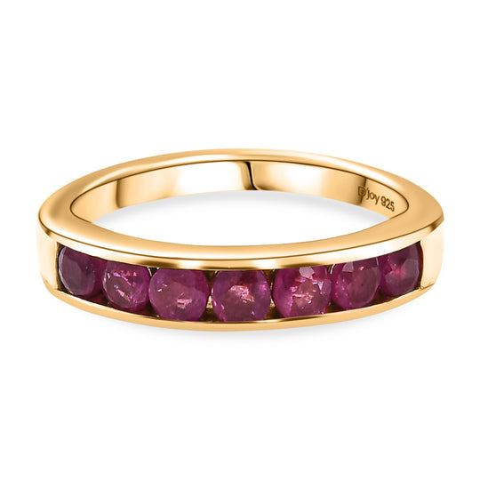 D'Joy AA Afrikanischer Rubin (Fissure gefüllt) Ring 925 Silber 750 Gelb Vergoldet (Größe 19.00) ca. 1,22 ct