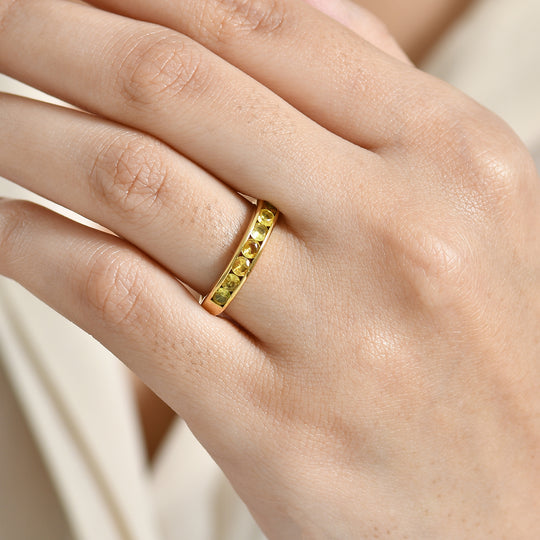 D'Joy AA Gelber Saphir Ring 925 Silber 750 Gelb Vergoldet (Größe 17.00) ca. 0,98 ct