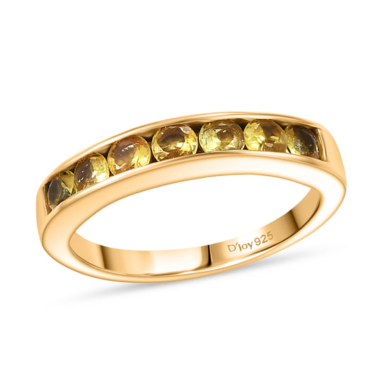 D'Joy AA Gelber Saphir Ring 925 Silber 750 Gelb Vergoldet (Größe 17.00) ca. 0,98 ct