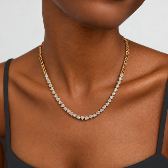LUXURIANT 3 ct. SGL zertifizierte SI-GH Labor Diamant 45cm Halskette, 925 Silber 750 Gelbgold Vermeil