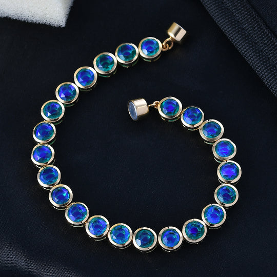 D'Joy Pfau Quarz Triplette Armband ca. 20 cm 925 Silber 750 Gelbgold Vermeil ca. 22,70 ct.