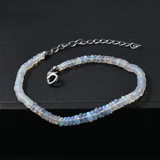 Natürlicher, äthiopischer Welo Opal Armband ca. 19 cm + 5 cm Extender, 925 Silber rhodiniert ca. 13,00 ct.
