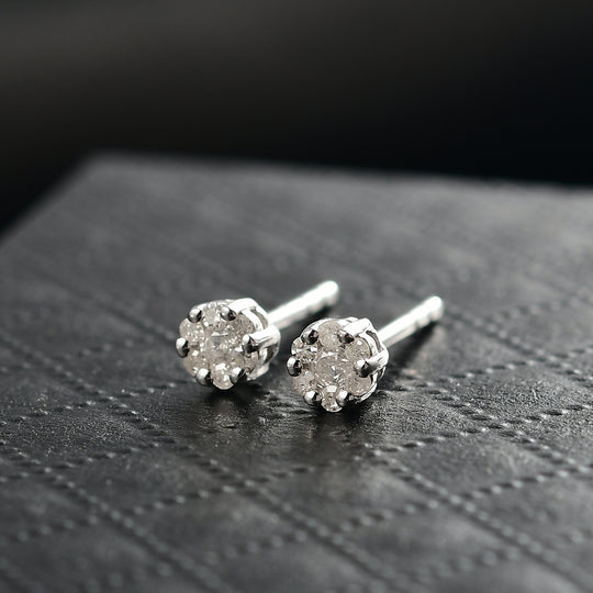 D'Joy Natürlicher Champagner Diamant Ohrringe 925 Silber 750 Roségold Vermeil ca. 0.10 ct