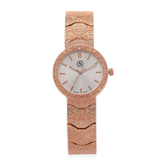 STRADA - Japanisches Uhrwerk, Burgunder Zifferblatt mit goldplattiertem Alloy Armband, 20 cm