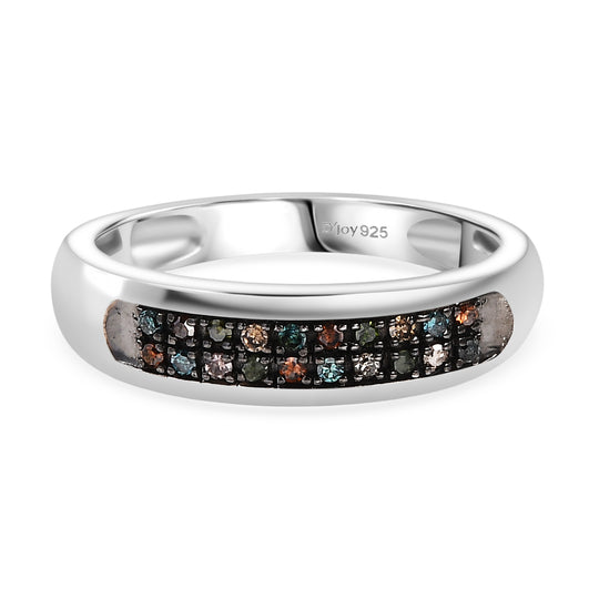 D'Joy Mehrfarbiger Diamant Ring 925 Silber rhodiniert (Größe 16.00) ca. 0.10 ct