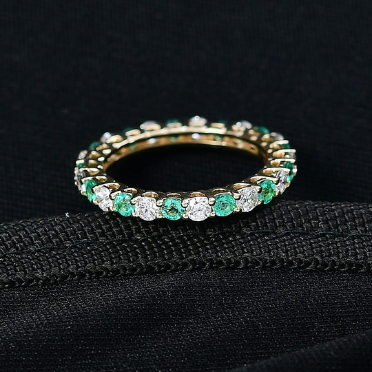 LUXURIANT DIAMOND - Lab Grown Diamant SI-GH, Kolumbianischer Smaragd AGI zertifiziert Ring 417 Gold (Größe 17.00) ca. 1.59 ct