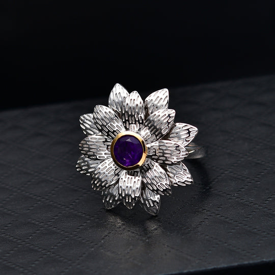 EVER TRUE Afrikanischer Amethyst Ring Nickelfreies Messing platiniert und vergoldet (Größe 18.00) ca. 0,77 ct
