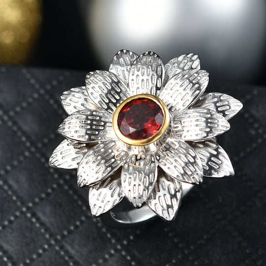EVER TRUE Roter Granat Ring Nickelfreies Messing platiniert und vergoldet (Größe 17.00) ca. 1,00 ct