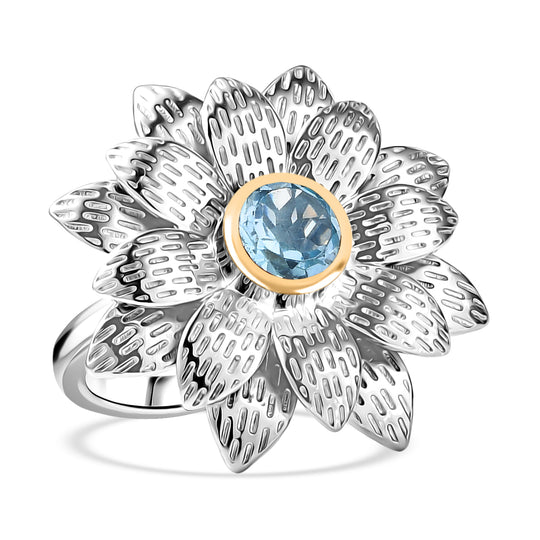 EVER TRUE Himmelblauer Topas Ring Nickelfreies Messing platiniert und vergoldet (Größe 18.00) ca. 1,04 ct