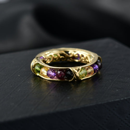 EVER TRUE Mehrfarbiger Edelstein Ring, Nickelfreies Messing (Größe 21.00) ca. 6.00 ct