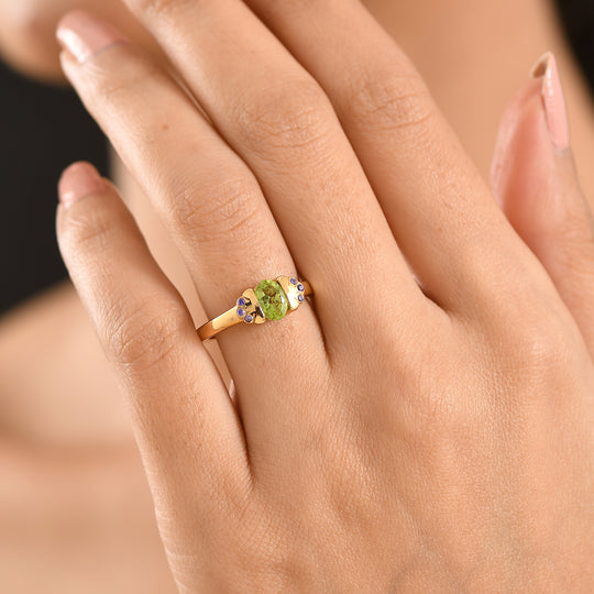 EVER TRUE Peridot, Blauer Zirkonia Ring Nickelfreies Messing (Größe 21.00)