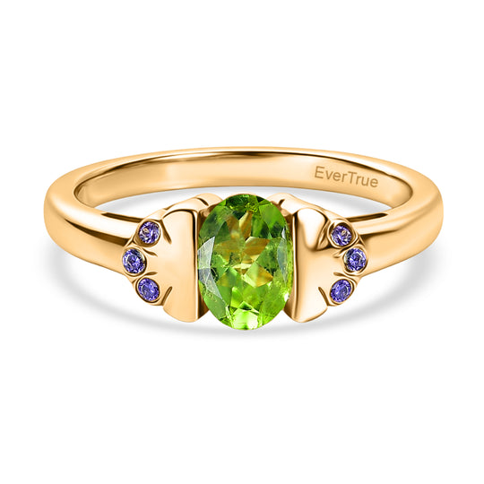 EVER TRUE Peridot, Blauer Zirkonia Ring Nickelfreies Messing (Größe 21.00)
