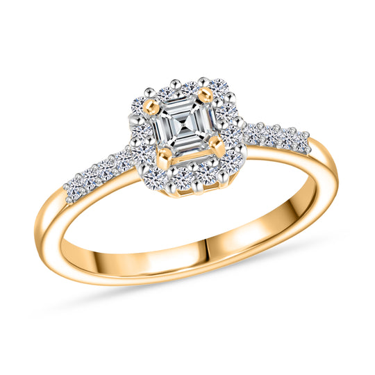 LUXURIANT DIAMOND - Lab Grown Diamant SI-GH Ring 925 Silber 750 Gelbgold Vermeil (Größe 19.00) ca. 0.50 ct