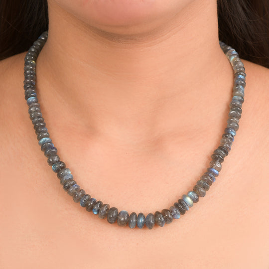 D'Joy AAA Labradorit Halskette ca. 45 cm 925 Silber rhodiniert ca. 150.00 ct