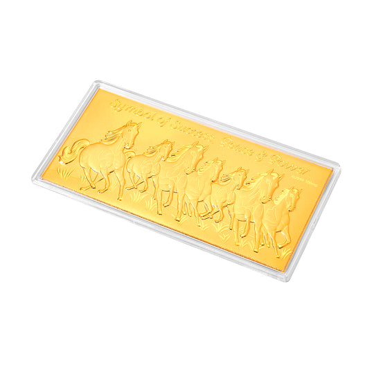 999er Goldfolie mit 7 Pferdemotiven, 15,5x7,5cm, 100mg