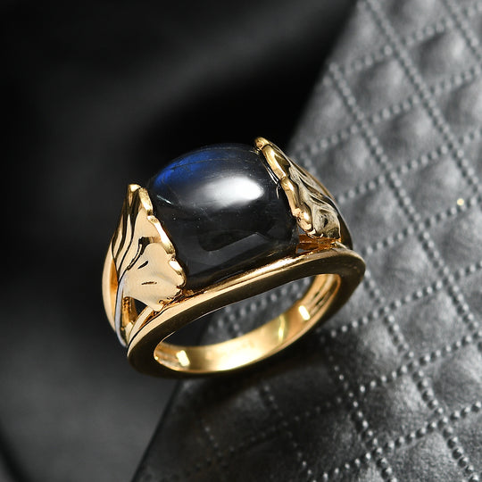 EVER TRUE AAA Labradorit Ring Nickelfreies Messing Zweifarbige Beschichtung (Größe 17.00) ca. 8,50 ct