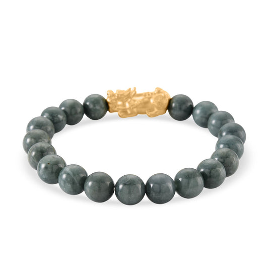 D'Joy Weiße Jade Armband Flexibles (18 - 19 cm) 925 Silber vergoldet ca. 150,00 ct.