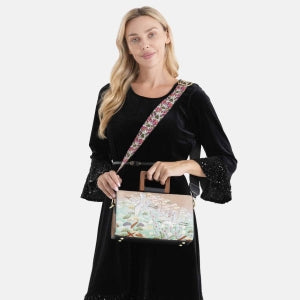Florale Kunstprint Clutch-Crossbody-Tasche, 30 x 13 x 19 cm, Rosa