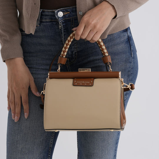LA MAREY 2er Set Crossbody Tasche mit Geldbörse PU 22 x 23 x 9 cm Beige