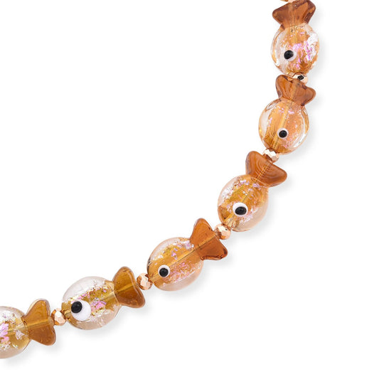 Champagnerfarbenes Murano-Stil Glas Halskette ca. 52 cm