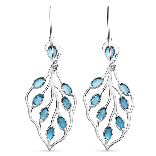 Sajen Silber - Schweizer Blauer mystisher Quarz Ohrringe 925 Silber rhodiniert ca. 5.44 ct