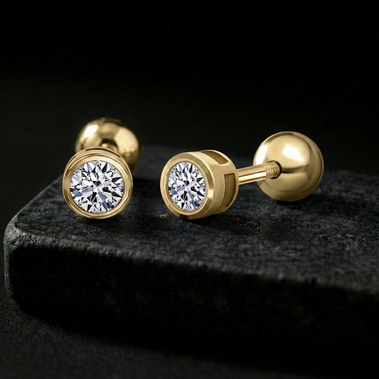 LUXURIANT DIAMOND - Lab Grown Diamant SI-GH Ohrringe 925 Silber 750 Gelbgold vermeil ca. 0.33 ct