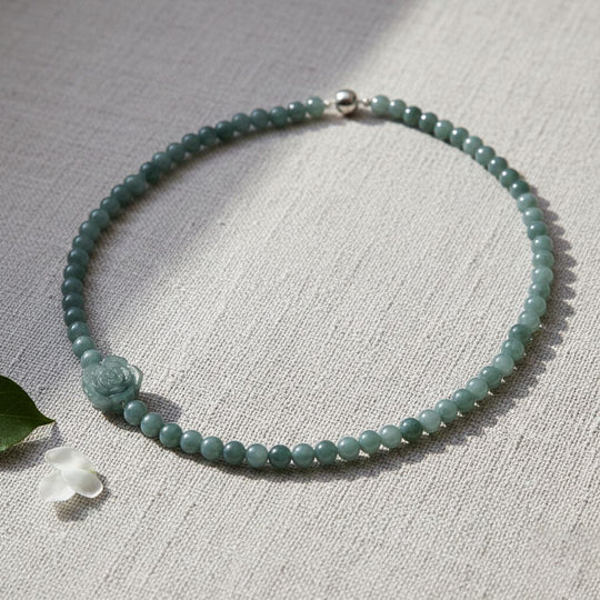 EXTREM SELTEN Natürlicher Olmek Jadeit Halskette ca. 50 cm 925 Silber rhodiniert ca. 170.00 ct