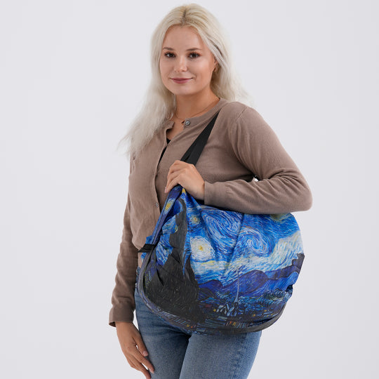 Faltbare Einkaufstasche mit Reißverschlussfach 50 x 70 cm Blau Himmelmotiv