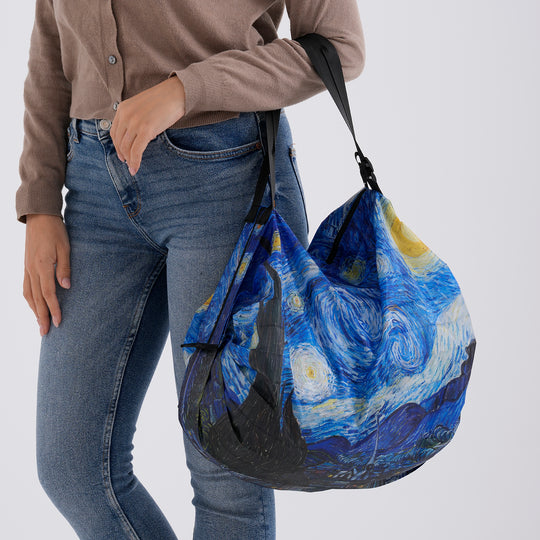 Faltbare Einkaufstasche mit Reißverschlussfach 50 x 70 cm Blau Himmelmotiv