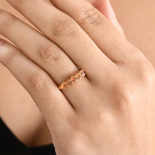 D'Joy AA Goldener Saphir, Weißer Diamant Ring 925 Silber 750 Gelb Vergoldet (Größe 20.00) ca. 1,24 ct