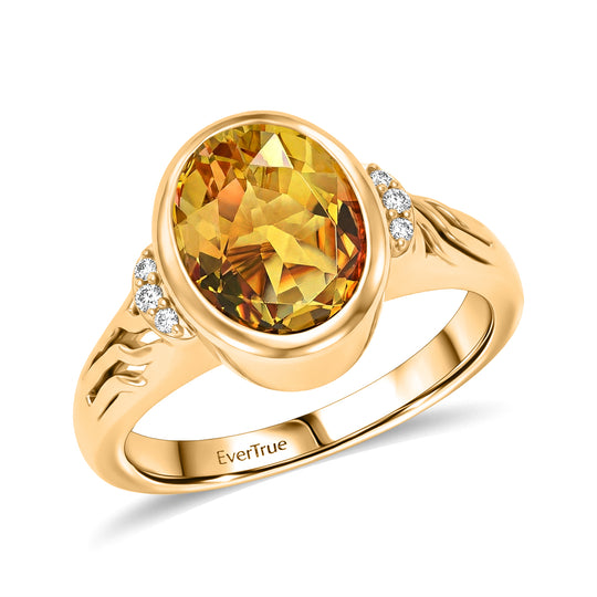 EVER TRUE Feuerflammen-Design - Sphaleros Quarz-Triplette, Weißer Zirkon Ring Nickelfreies Messing, goldfarben, (Größe 20.00) ca. 3.18 ct