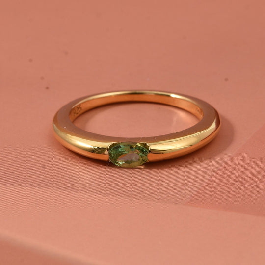 D'Joy AA Tsavorite Granat Ring 925 Silber 750 Gelb Vergoldet (Größe 21.00) ca. 0,24 ct