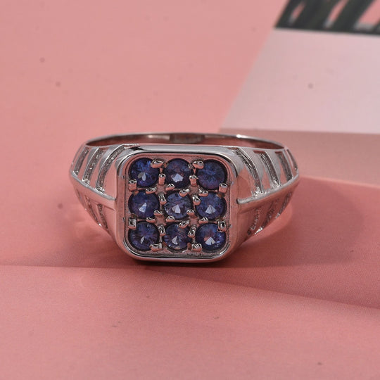 D'Joy AA Ceylon-Saphir Ring 925 Silber Rhodiniert (Größe 17.00) ca. 0,81 ct