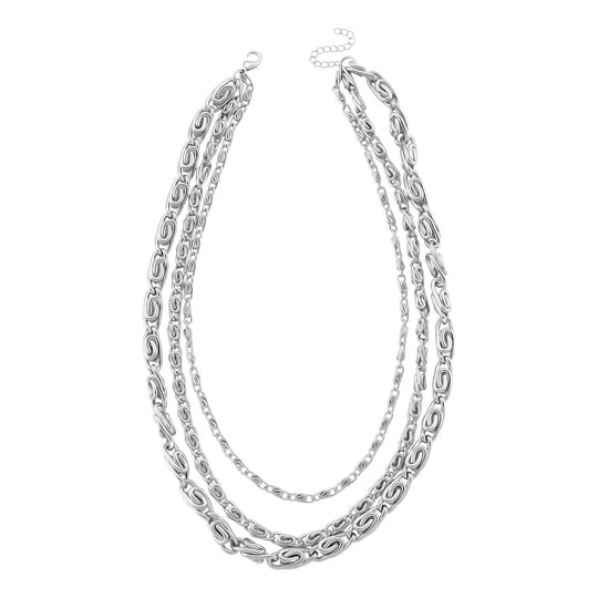 Mehrreihiges Byzantiner Collier, Nickelfreies Messing, ca. 47 cm + 3.5 cm Extender, Silberfarben